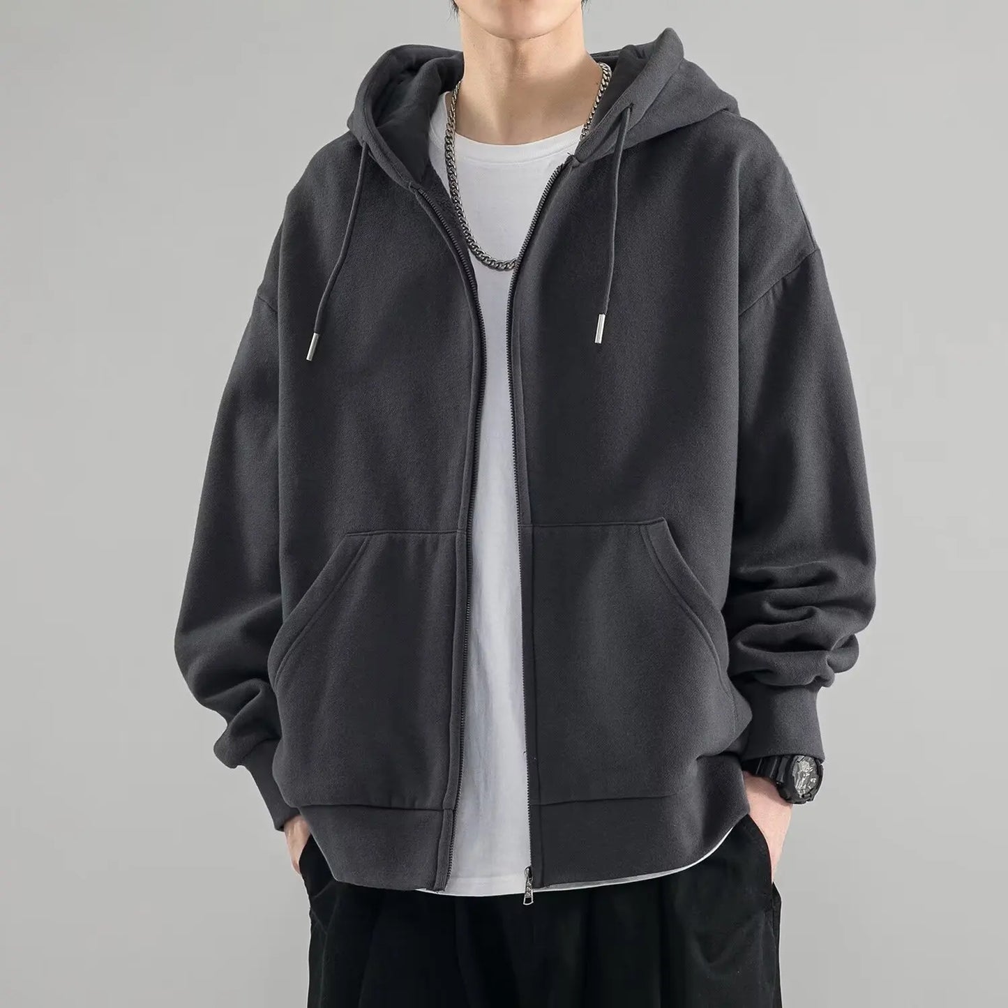 Chaqueta básica con capucha para hombre