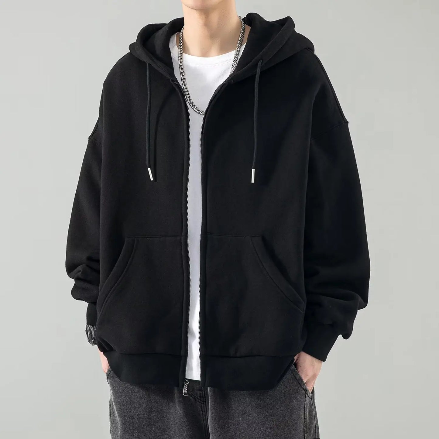 Chaqueta básica con capucha para hombre