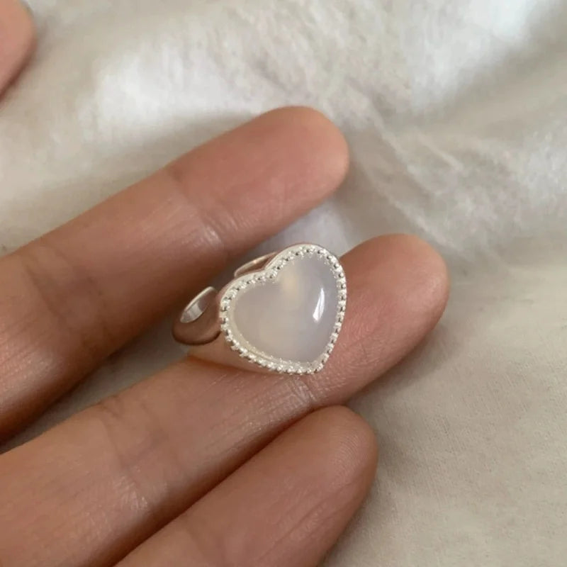 Anillo corazón de cristal