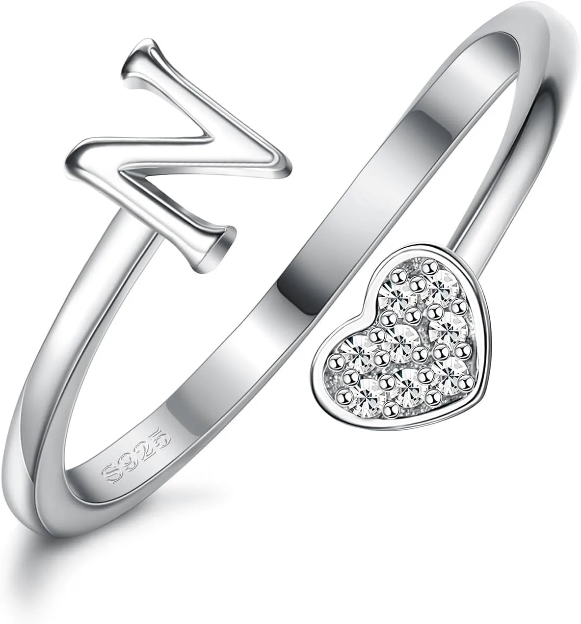 Anillo de plata de ley con inicial