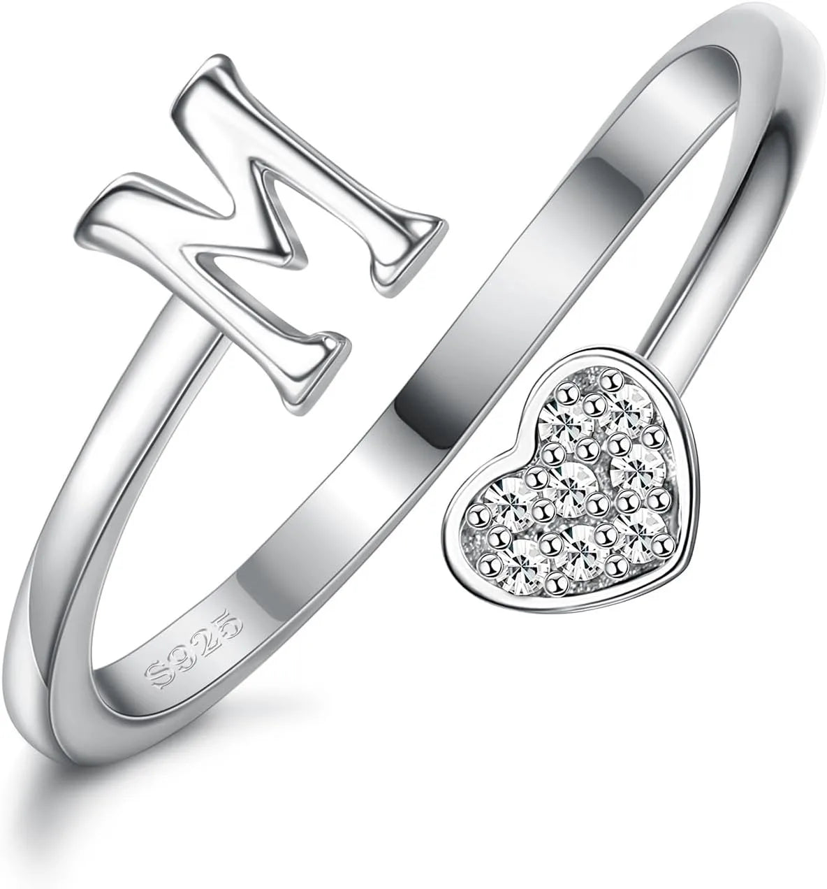 Anillo de plata de ley con inicial