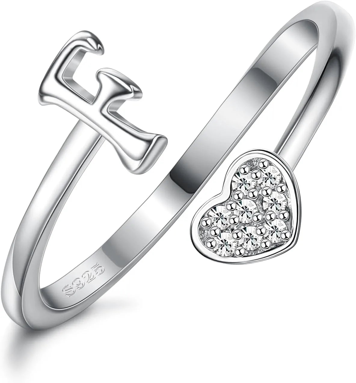 Anillo de plata de ley con inicial