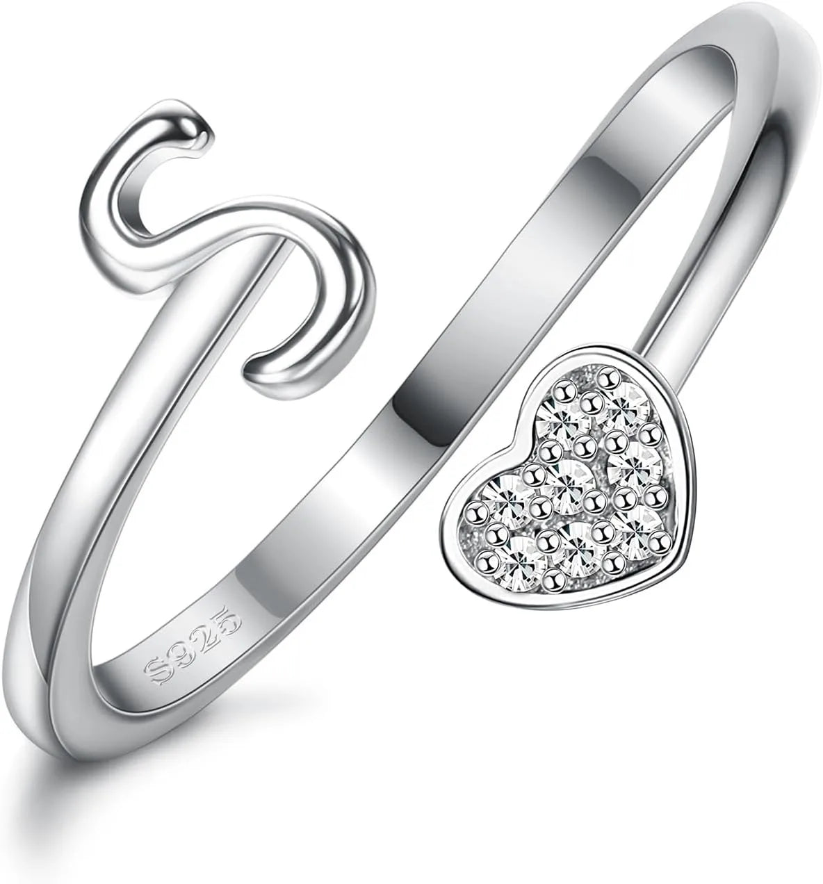 Anillo de plata de ley con inicial