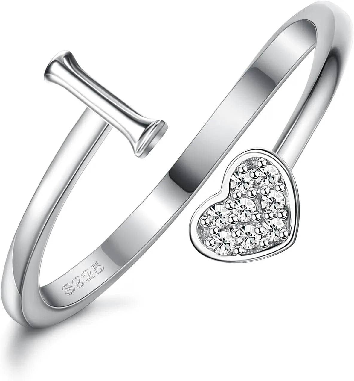 Anillo de plata de ley con inicial