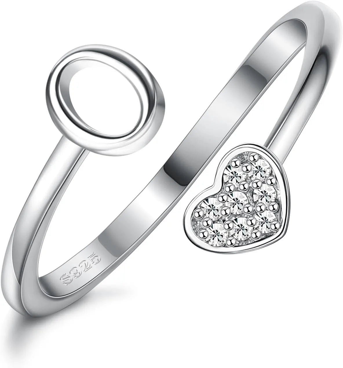 Anillo de plata de ley con inicial