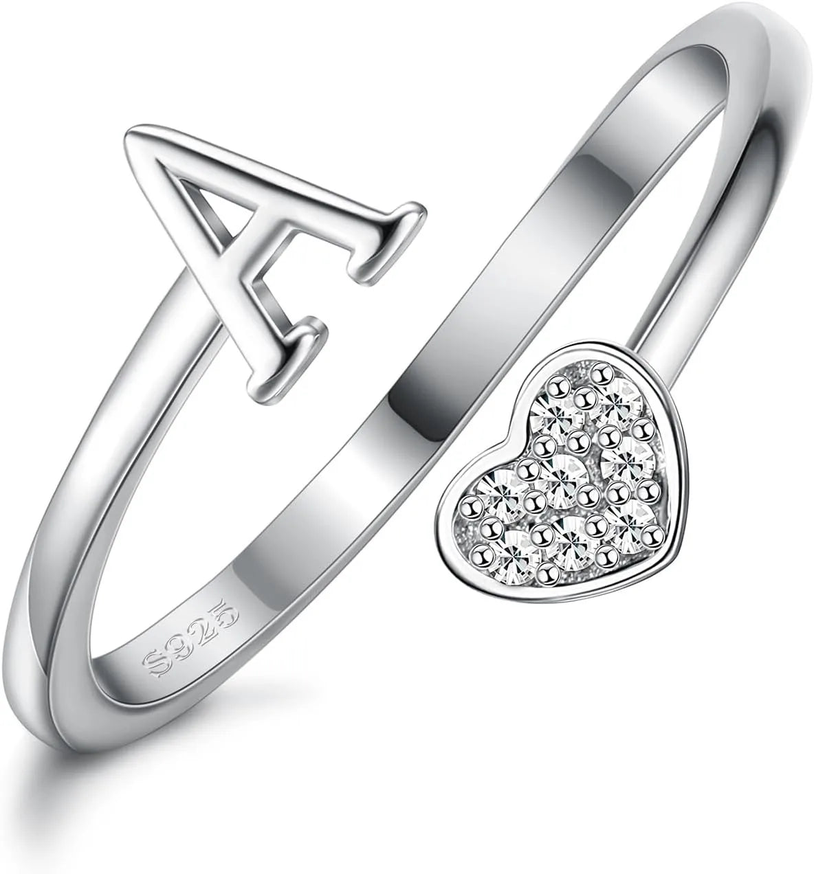 Anillo de plata de ley con inicial