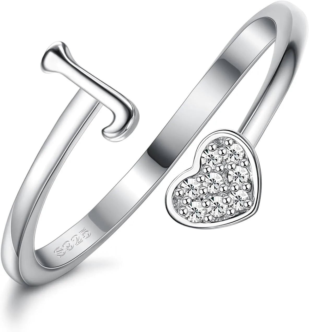 Anillo de plata de ley con inicial