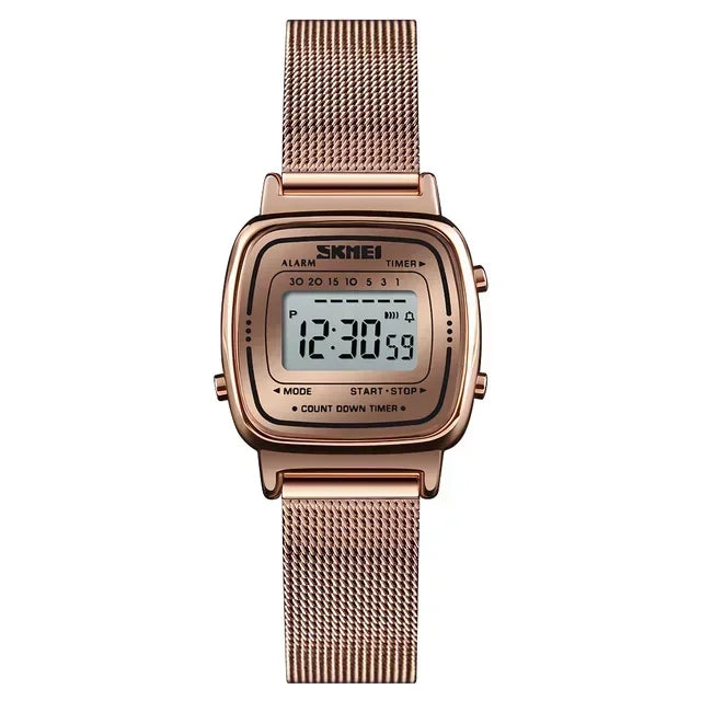 Reloj digital metálico para mujeres