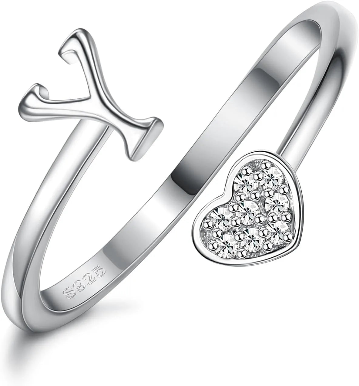 Anillo de plata de ley con inicial