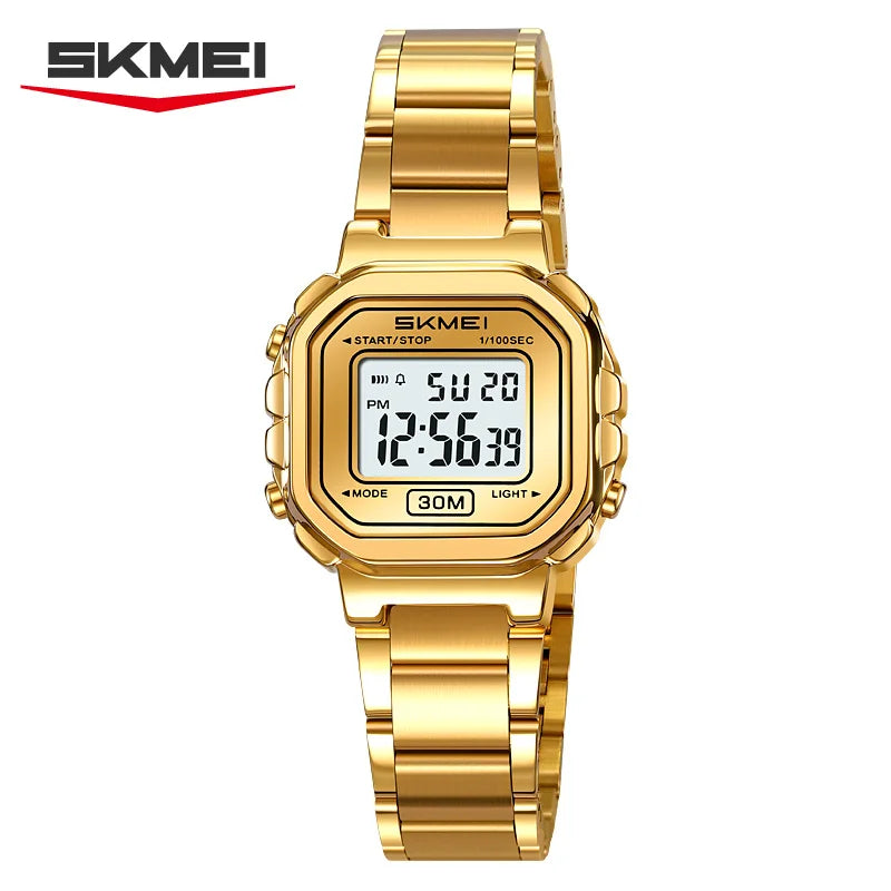 Reloj digital metálico para mujeres