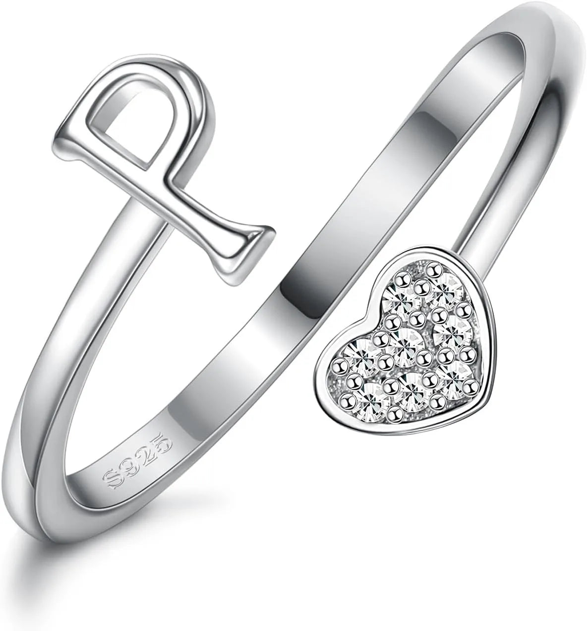 Anillo de plata de ley con inicial