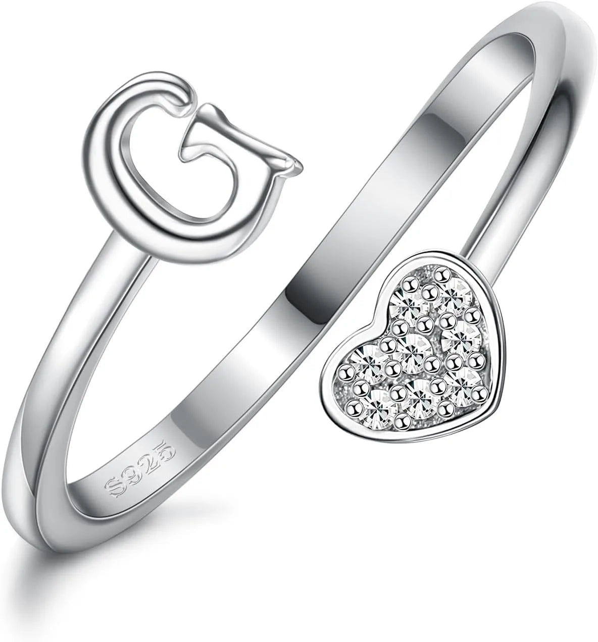 Anillo de plata de ley con inicial