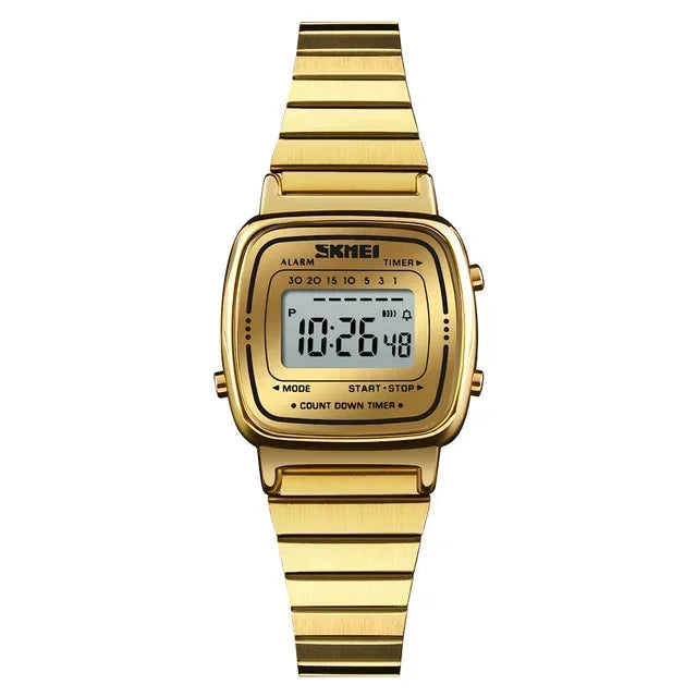 Reloj digital metálico para mujeres