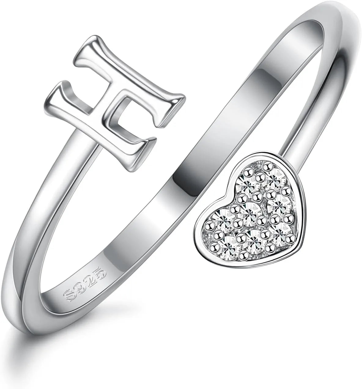 Anillo de plata de ley con inicial
