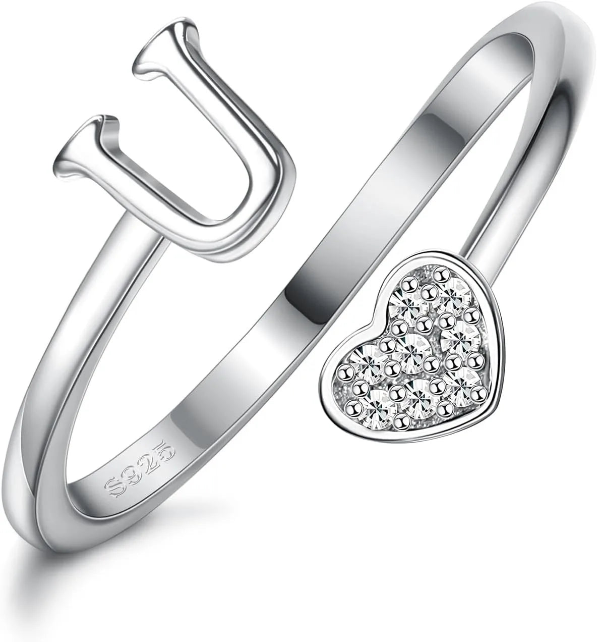 Anillo de plata de ley con inicial