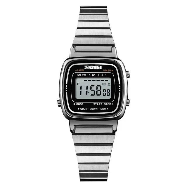 Reloj digital metálico para mujeres