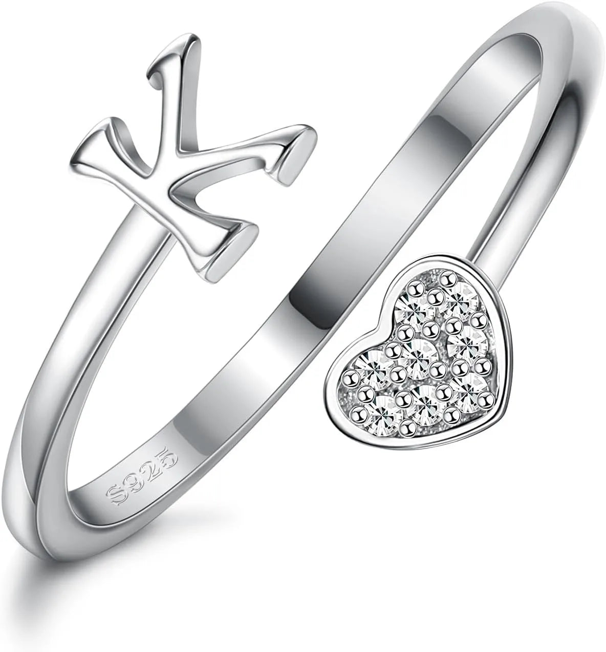 Anillo de plata de ley con inicial