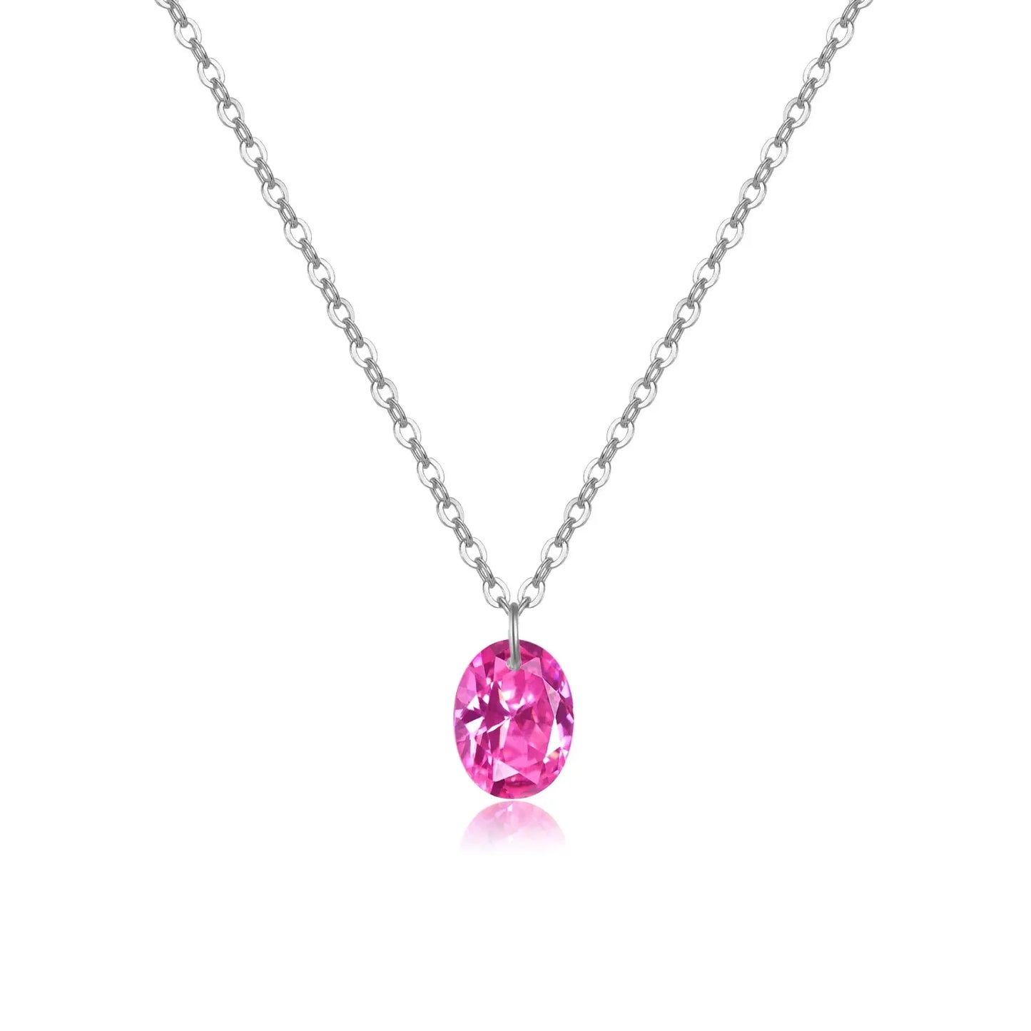 Collar de plata de ley bañado en dorado con piedra rosa