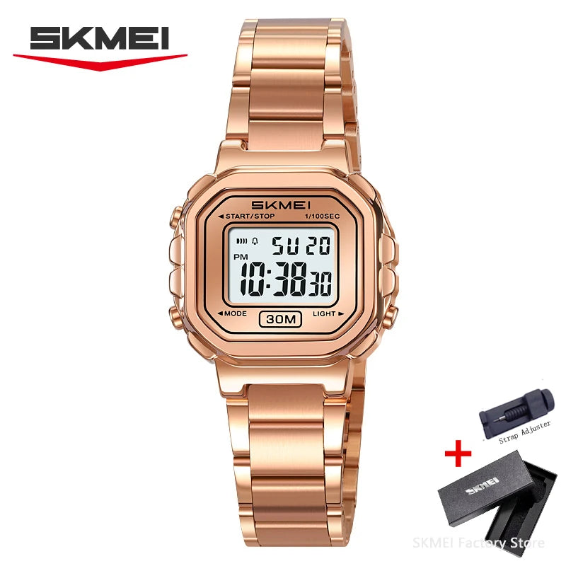 Reloj digital metálico para mujeres