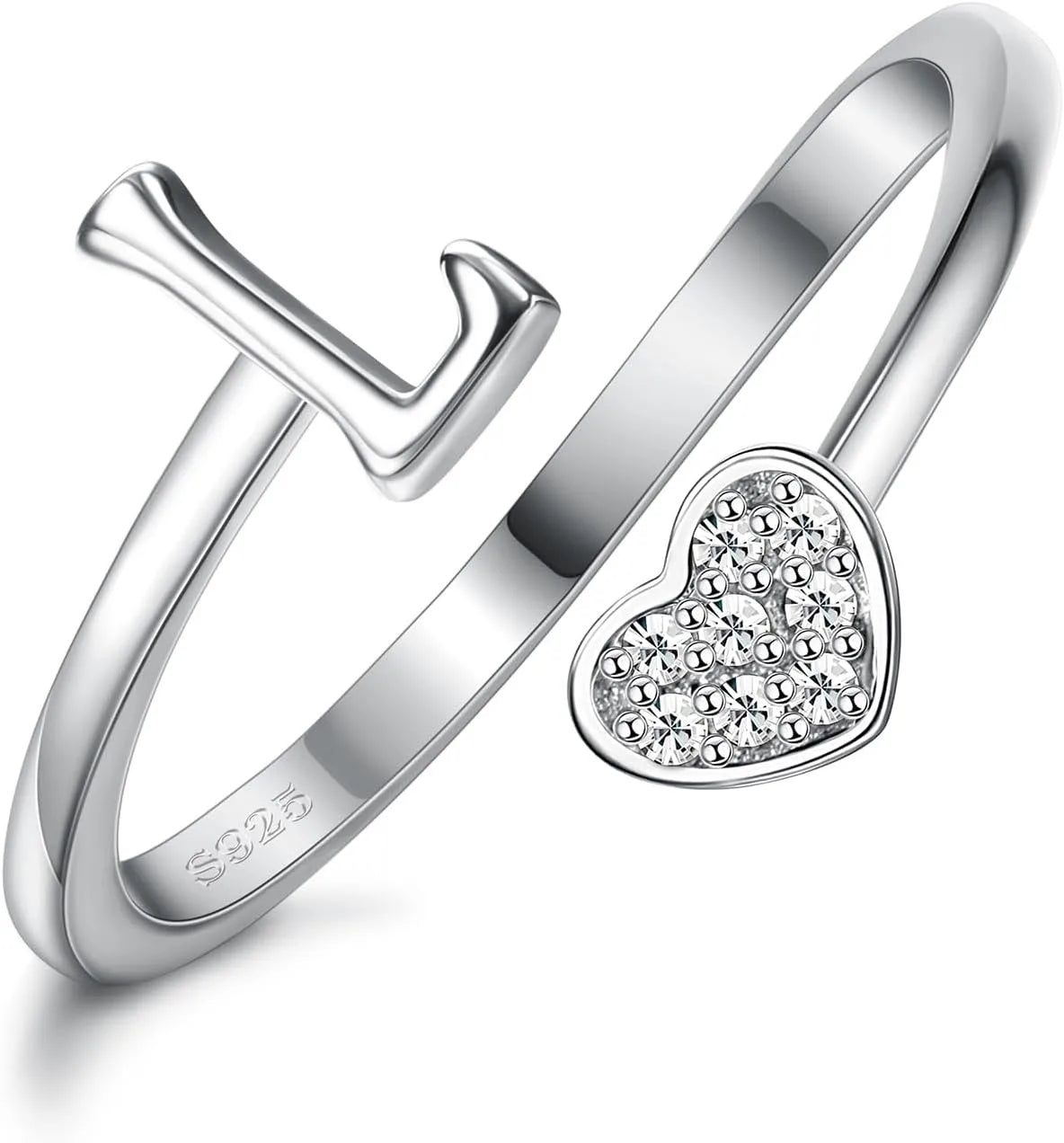 Anillo de plata de ley con inicial