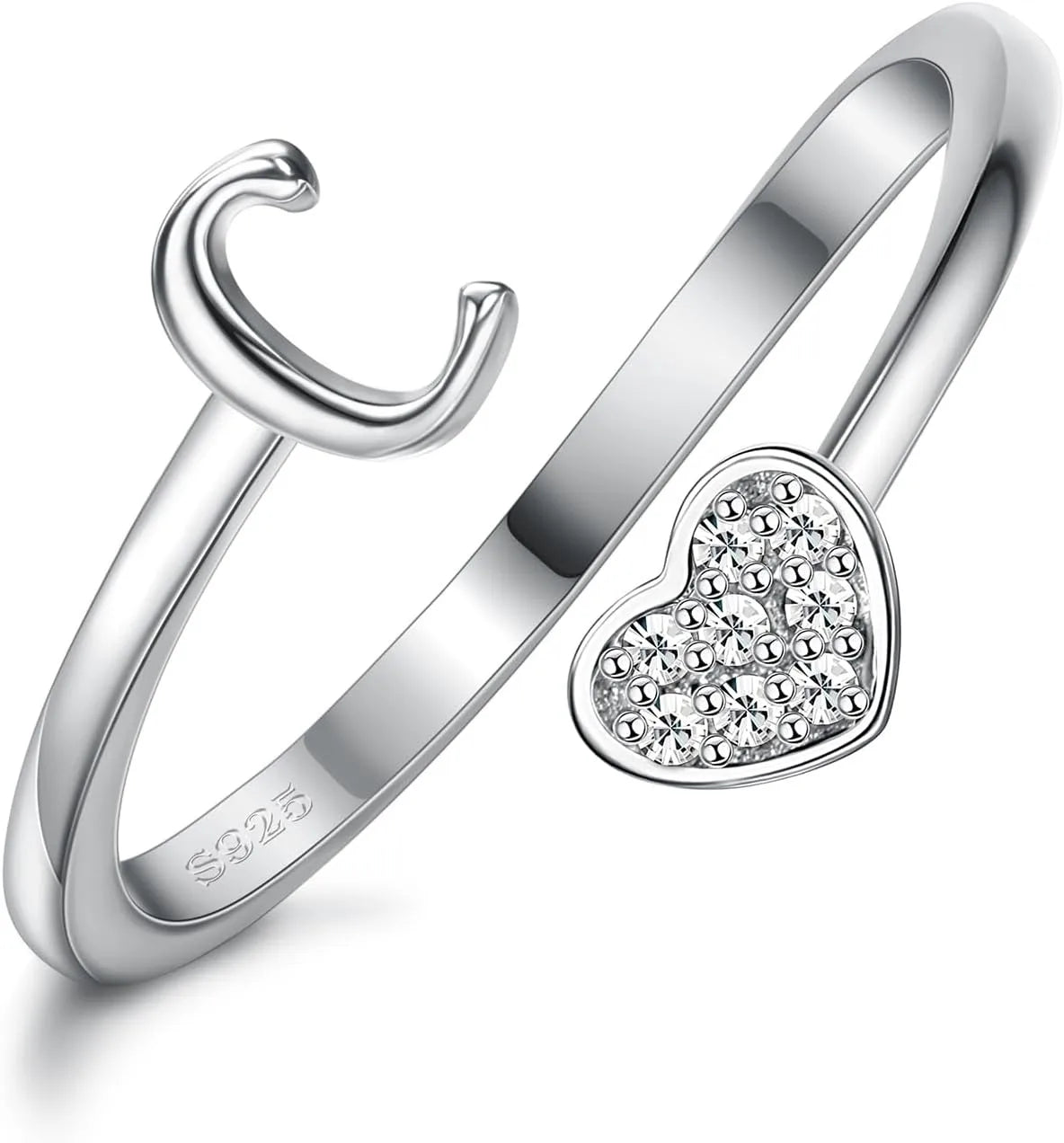 Anillo de plata de ley con inicial