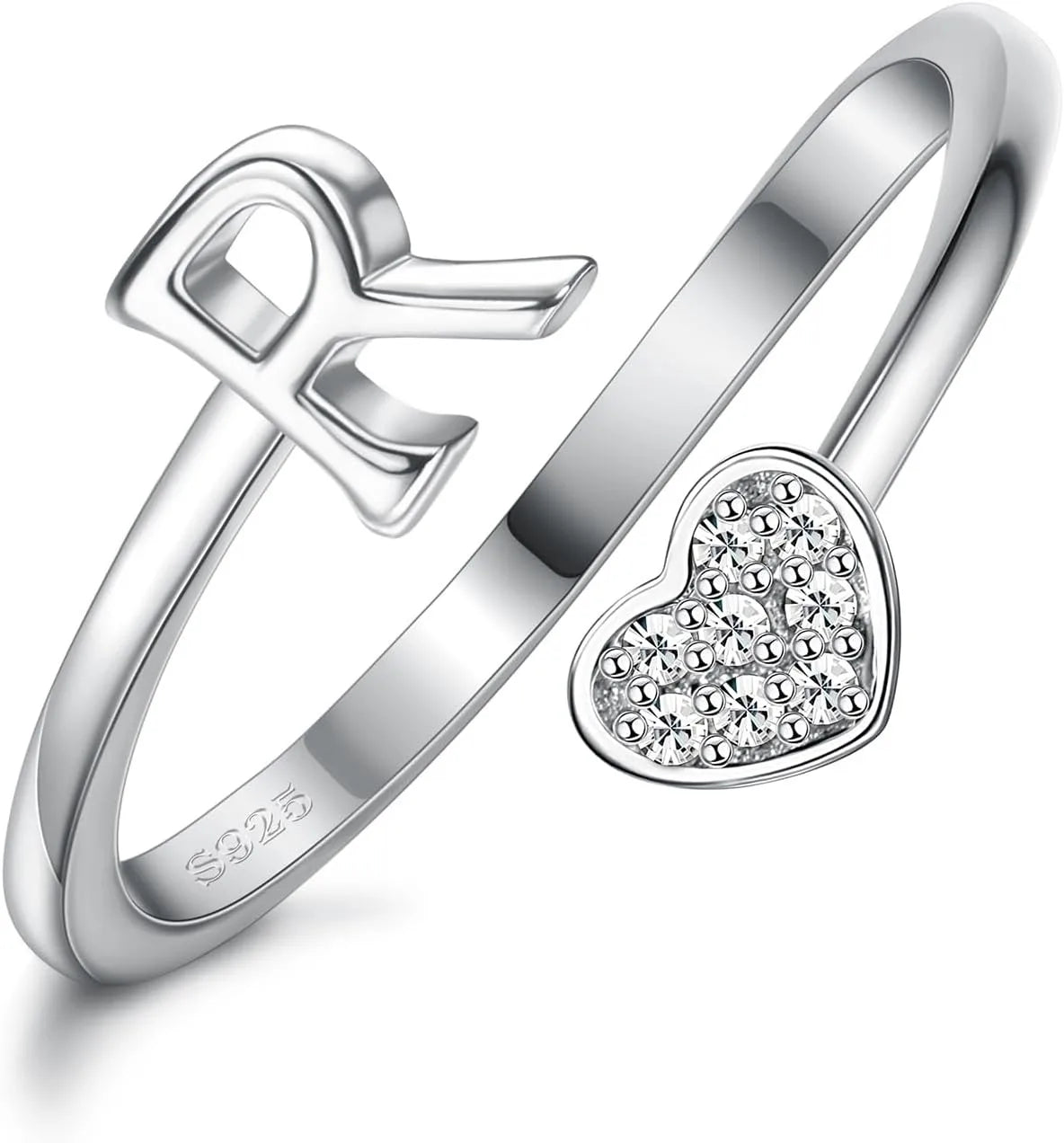 Anillo de plata de ley con inicial