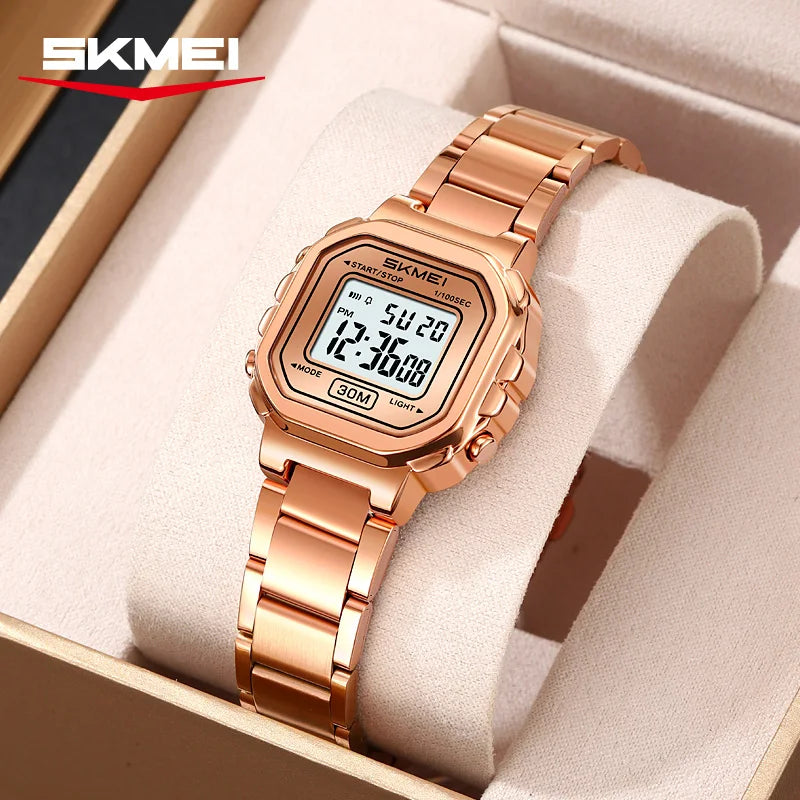 Reloj digital metálico para mujeres