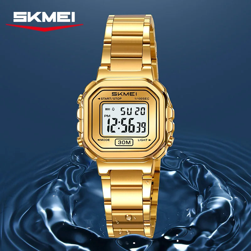 Reloj digital metálico para mujeres