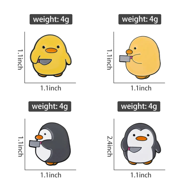 Pins de patos y pingüinos