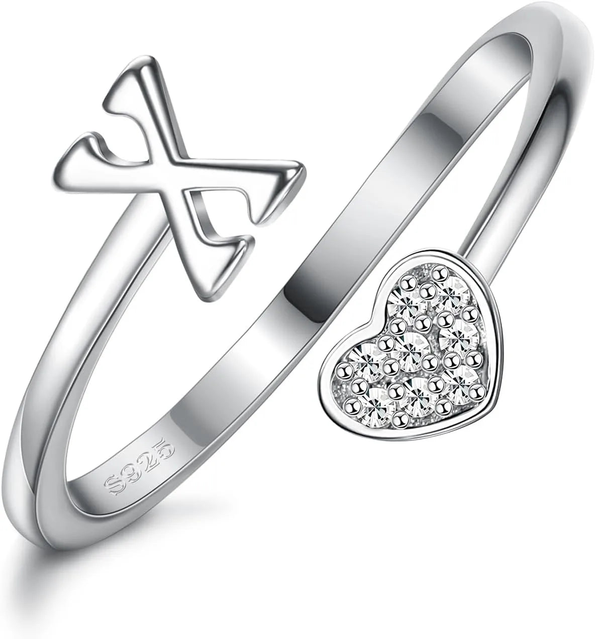 Anillo de plata de ley con inicial