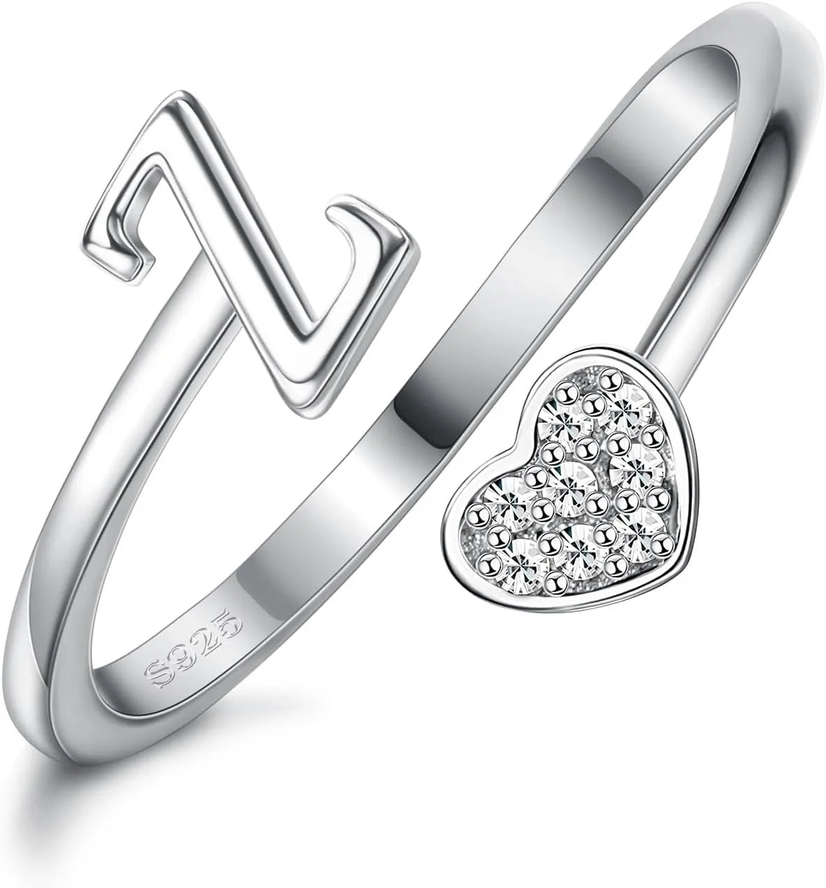 Anillo de plata de ley con inicial