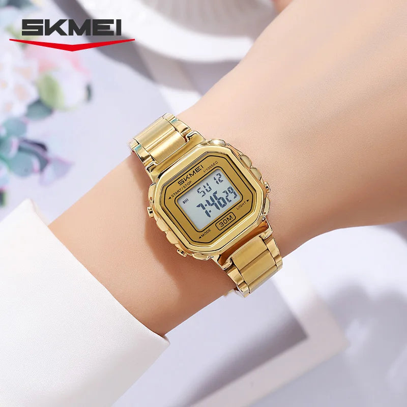 Reloj digital metálico para mujeres