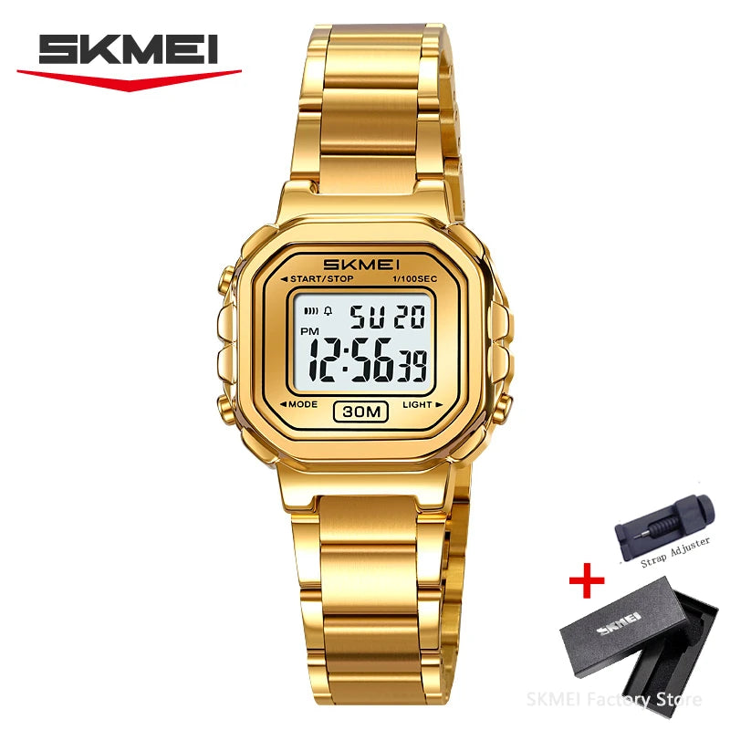 Reloj digital metálico para mujeres