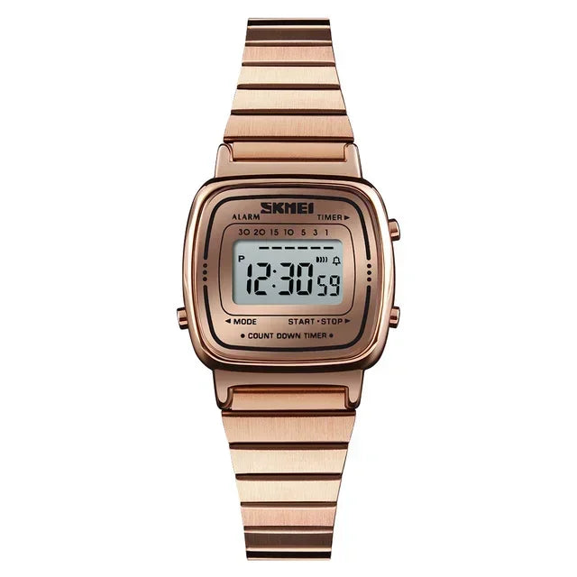 Reloj digital metálico para mujeres