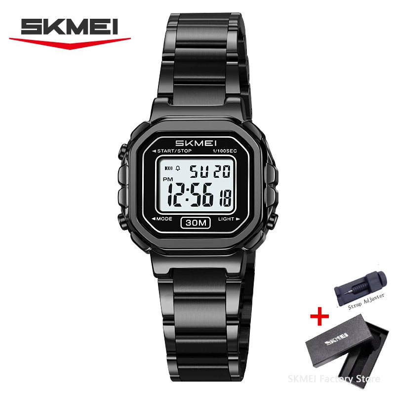 Reloj digital metálico para mujeres