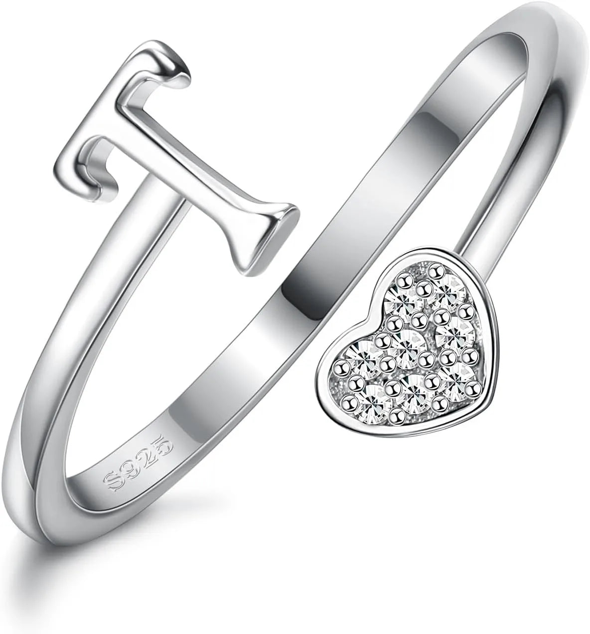 Anillo de plata de ley con inicial