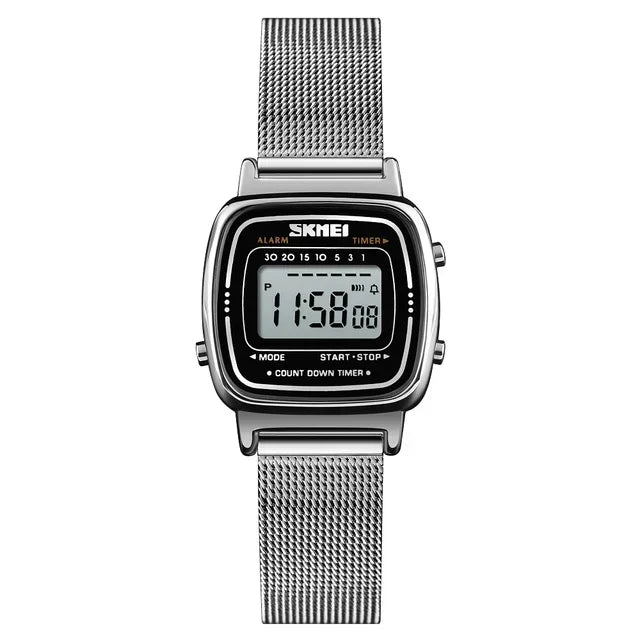 Reloj digital metálico para mujeres