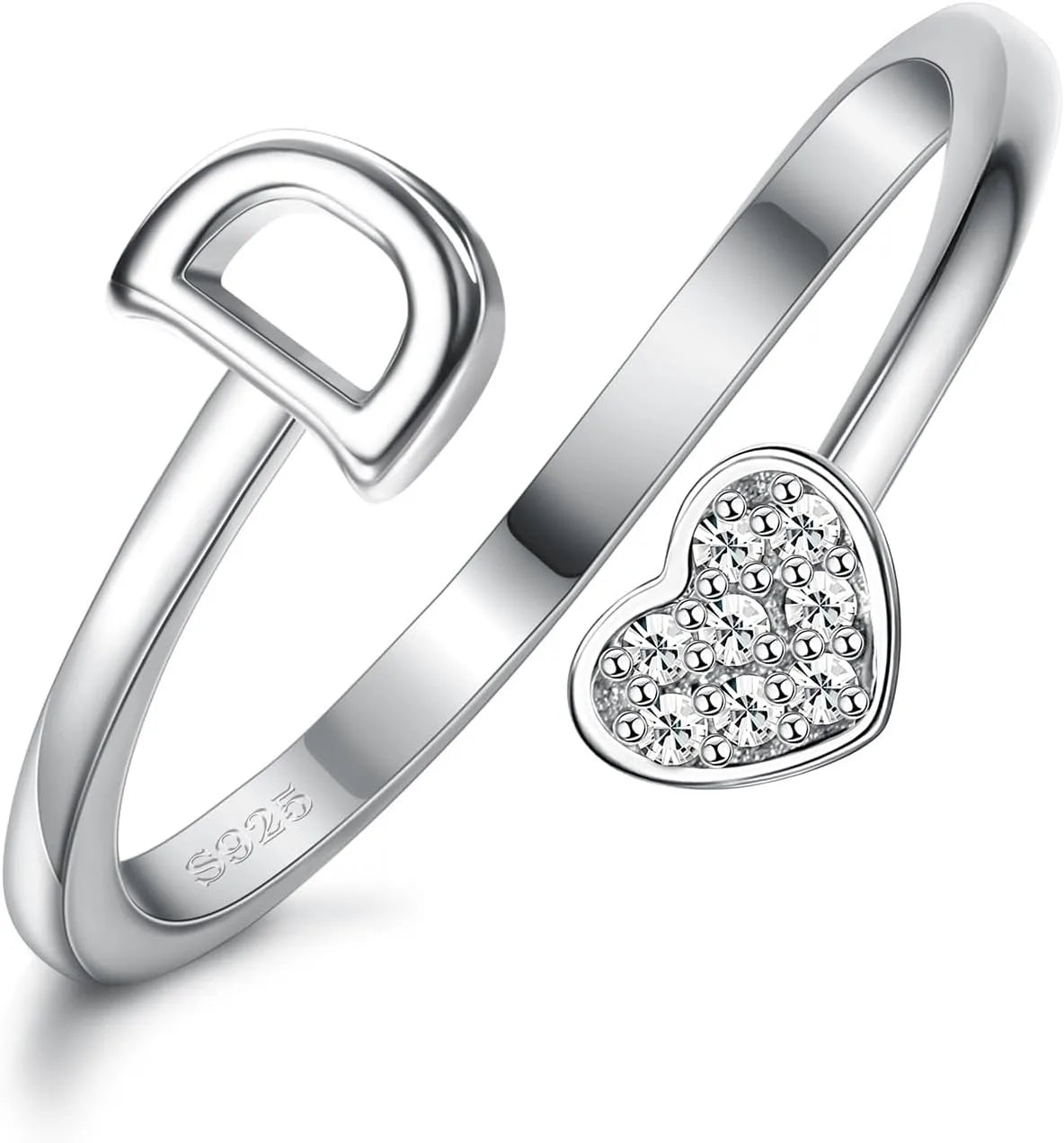 Anillo de plata de ley con inicial