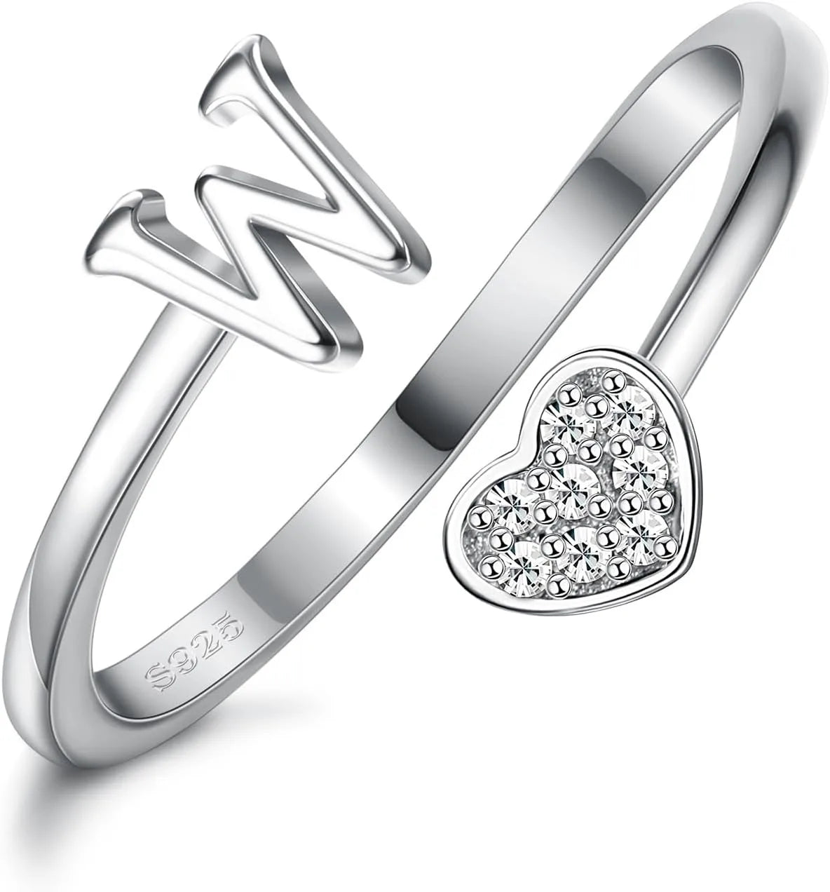 Anillo de plata de ley con inicial