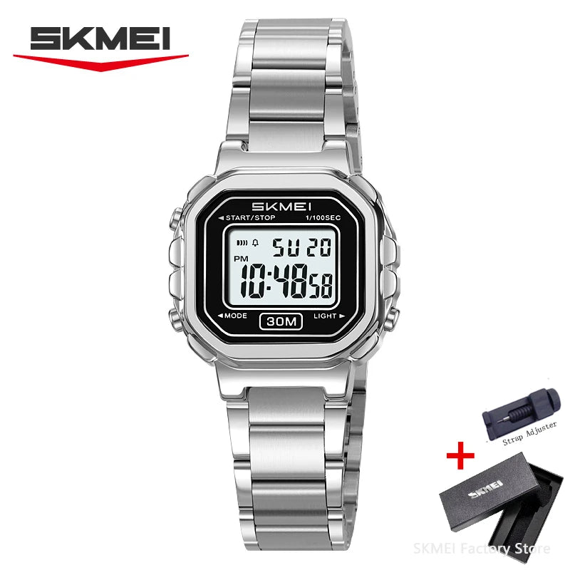 Reloj digital metálico para mujeres